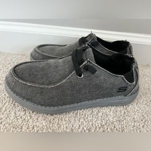 Boys Skechers slip on - hey dude or boat style if you will. Memory Foam. Sz. 3